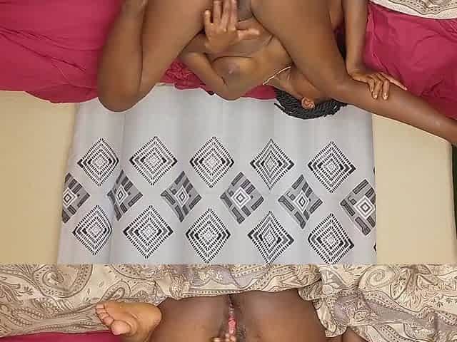 Tiny ebony skinned cutie trying to squirt