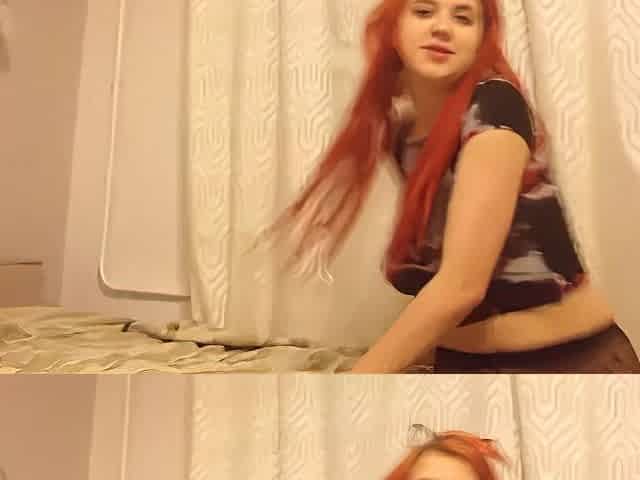 Redhead Teen Flashes Her Big Juicy Tits Before Taking Black Pantyhose Off