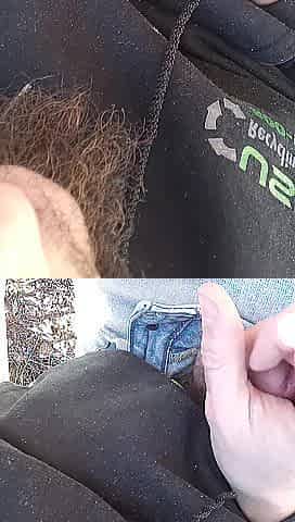 Jerk and cum in wood's, Part two.