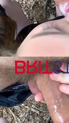 Gorgeous British 18-year-old POV outdoor blowjob