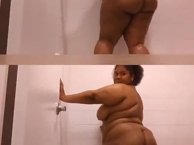 Pounding youthful hawt black bitch with large butt in shower