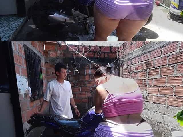 The neighbour washes my motorcycle so this guy can have sex with me afterward.