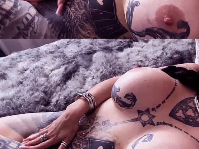 Silicone Tits & Cum on the Belly