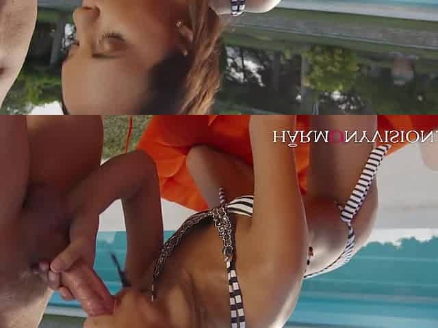 Tiny girl enjoys a big cock poolside - HarmonyVision