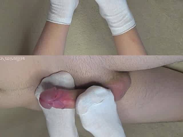 Gorgeous White Socks Footjob!