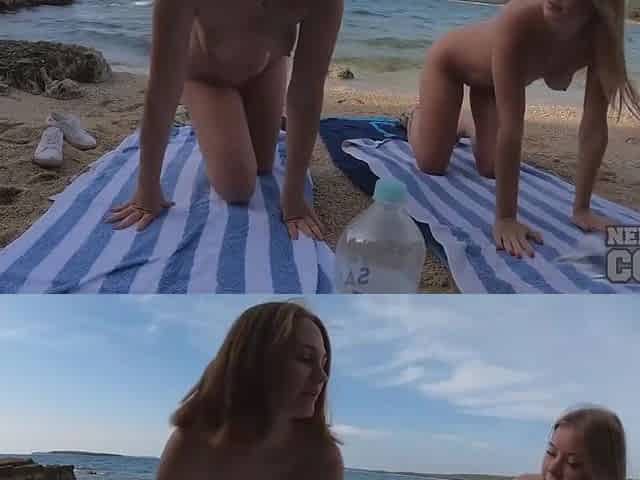 Nude Yoga On Private Secluded Tropical Beach With Mira And Katrina Stretching