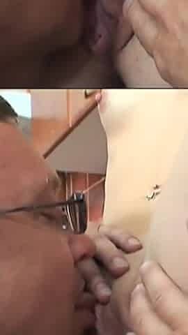 Old Slutty Husband Fucks Mature Wife and Young Girl and Cums in Her Mouth