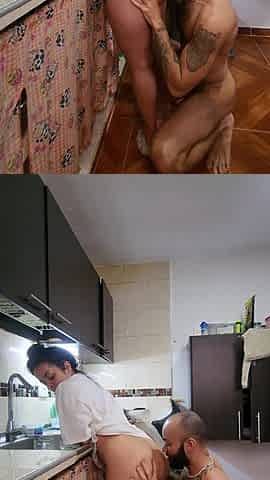 Intensive Real Sex in the Kitchen - No Scripted - Real Latin chick Excitement (Full Movie)