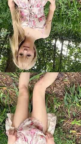 Oriental cutie masturbates and squirts whilst exposing herself on the mountain