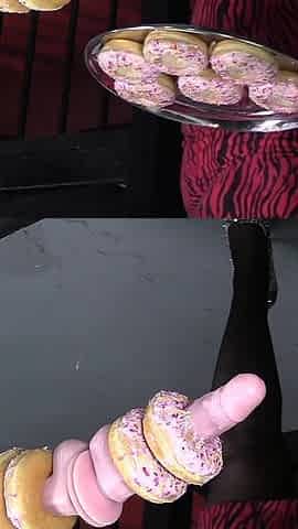 Bad Bad MILFs Take the Donut Dildo Deepthroat Challenge