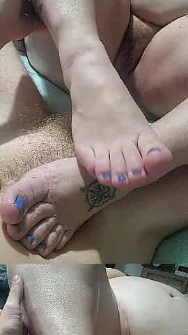 Glamorous toes Footjob from wench mother i'd like to fuck gf