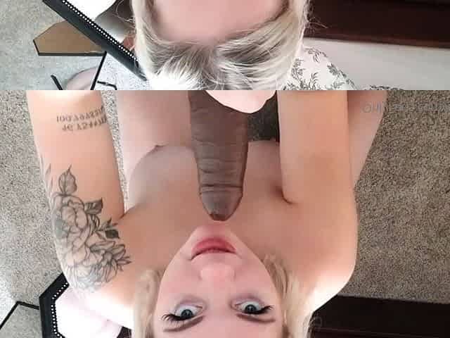 Blonde facial loving babe pov blowjob and licking balls