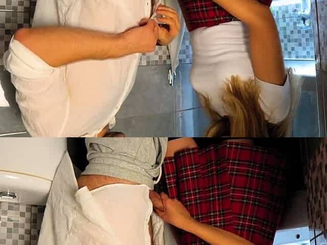 Stepbrother Fucks Schoolgirl Stepsister in Toilet