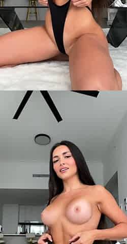 Amateur brunette babe fingering in solo masturbation