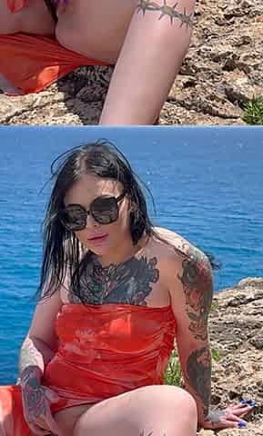 Tattooed Tease Gets Herself off on the Beach - Then Fucked by Strangers at the Hotel