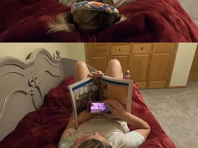 Stepdaughter sneaks into her stepfahter's bedroom and cuddles with him