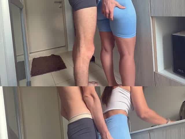 Bubble butt hot milf standing doggystyle and facial