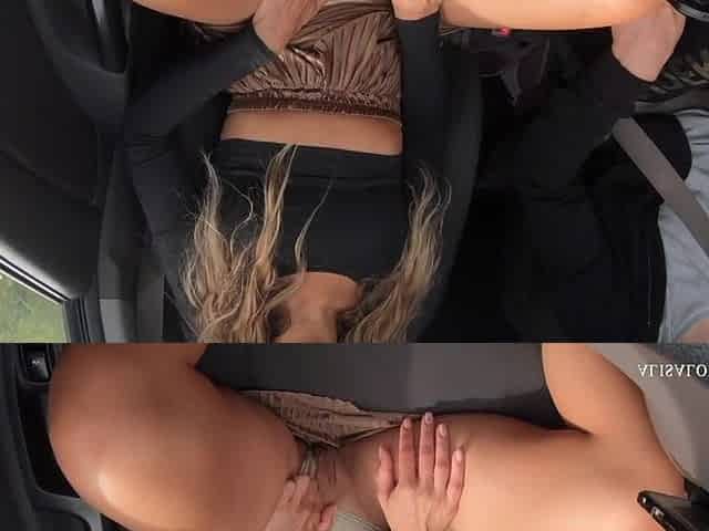 Marvelous Girlfriend Screw in Car Front Seat with Flawless Large Butt
