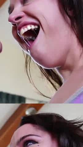 Sexy brunette teen gets banged from behind