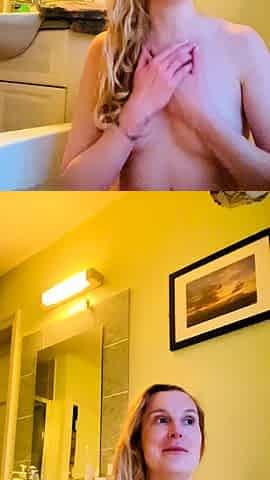 Blonde amateur MILF sucks and jerks for facial