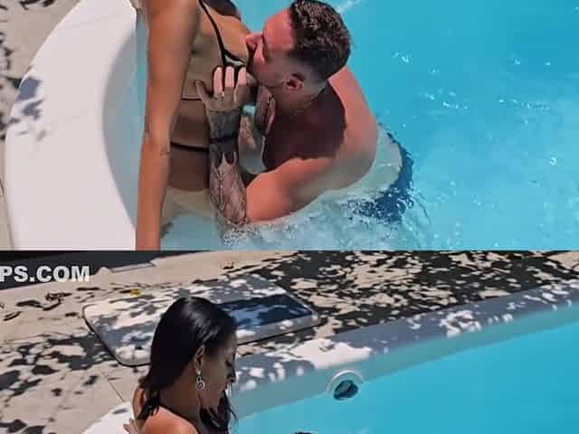 Outdoor Sex Inside The Pool Of Friends House