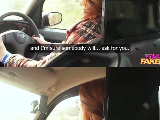 Female Fake Taxi - Cute redhead Cherry Candle meets large wang modelling agent and screws him outside