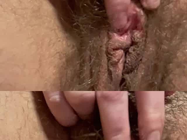 Masturbating my wet little tdick and soaked twat closeup making myself groan and cum
