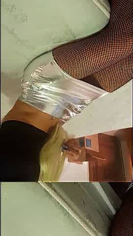 Total silver and fishnet hose