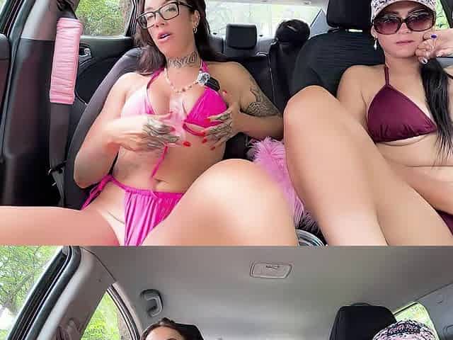 Biking ended up in Car JOI masturbation with two latinas