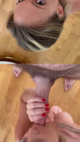 Sensual blonde beauty enjoys blowjob cumshot big tits passion