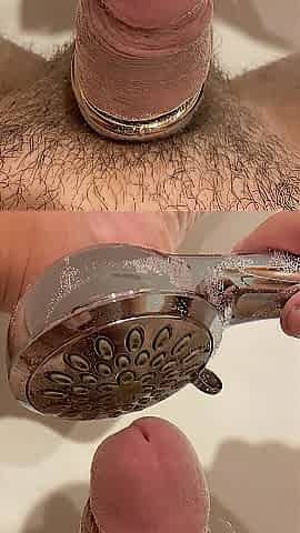 Playing with the shower ending in large climax