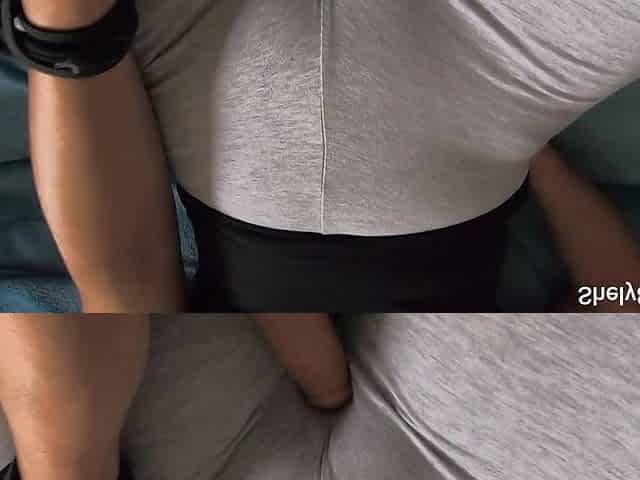 Bad Stepsister Plays with a Fake Cock Through Leggings, She Could Give Me That Big Wet Pussy to Me