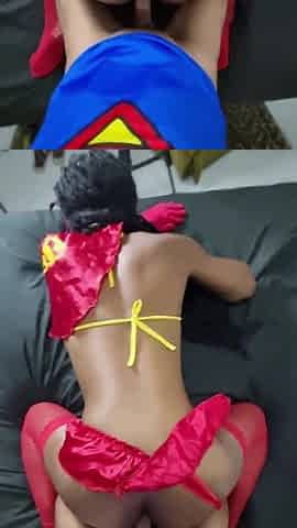 Banging the EBONY SUPERGIRL (anal invasion)