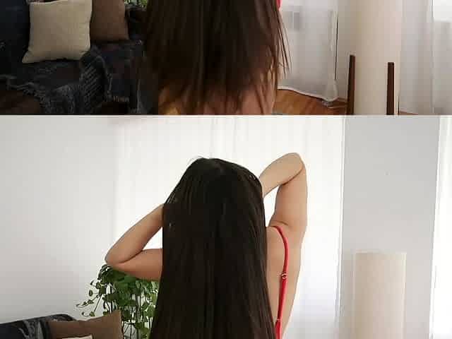 Long Hair Sexy Brunette Hair Job - Meana Wolf - Hair Job