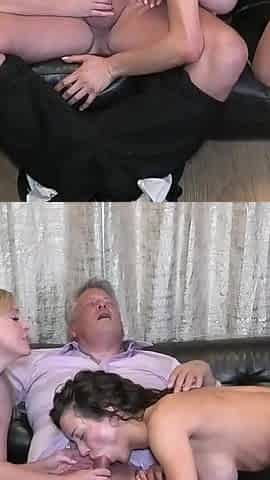 Blonde and Brunette MILF's Share a Cock