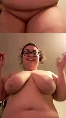 Fat girl bends over and fingers her butt, and then sucks on