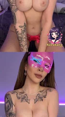 Porn starlet in horny lingerie, including rabbit mask, reveals massive tits and tight ass. Teasing with fingers and drill polish