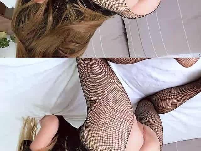Cute student sucks and fucks in fishnet pantyhose -