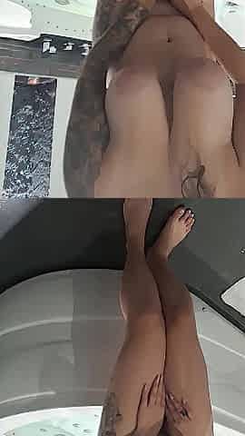 Breasty wife gets drilled hard by her spouse in a Jacuzzi.