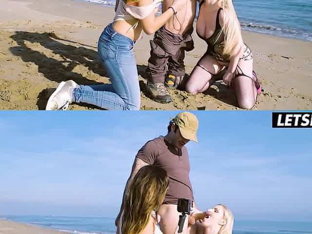 This chab Screwed Her Doggy on the Beach Whilst Her Ally Filmed Each Wank