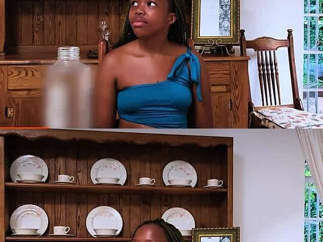 PETITE 18YO EBONY cutie stopped mentioning her broke BF
