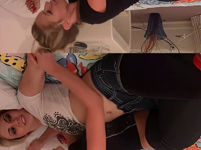 Hot Blonde Lesbians Making out and Tribbing Yoga Pants for first Time Sex