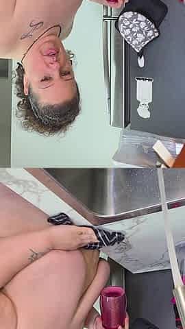 Nude Housecleaning - Washing Dishes