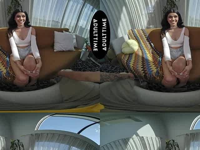 UP CLOSE VR - Wild Small Brunette hair Harley Haze KNOWS How To Ride A Dong POV