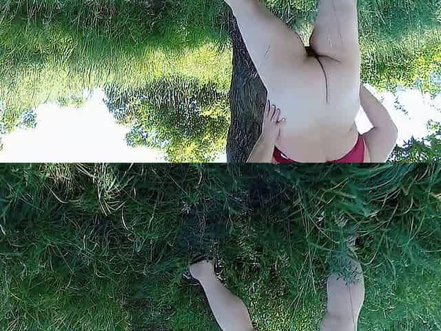Squirting in nature from a big beautiful woman