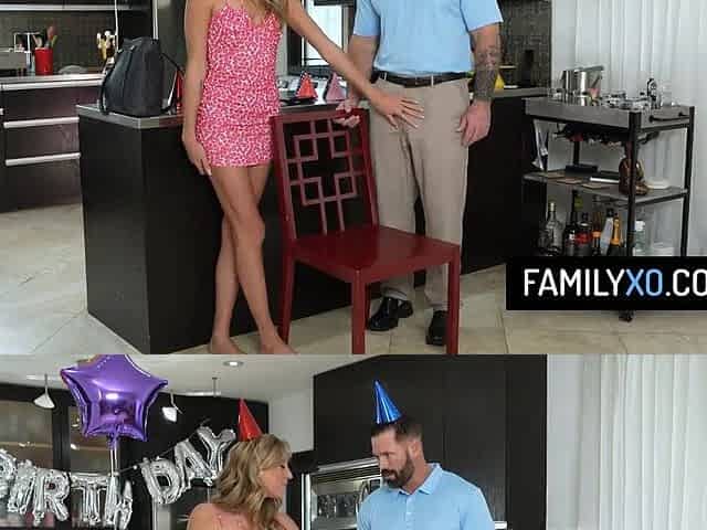 Lascivious teen gets her stepdad's large wang as a b-day present