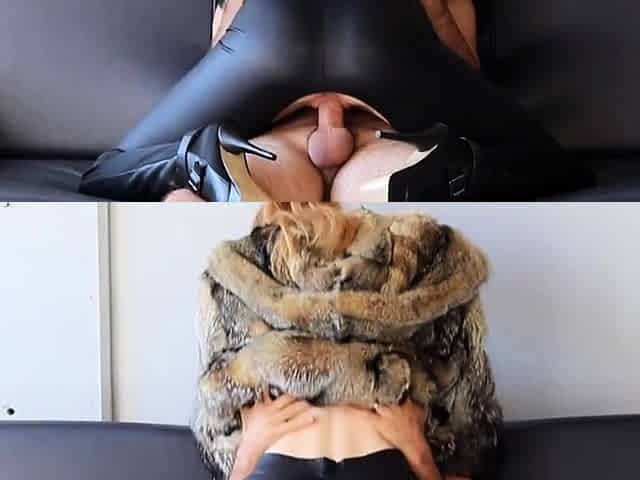 Redhead Cowgirl Rides Dick in Leather and Heels
