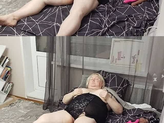 Girlfriend Strokes Her Tits and Masturbates Her Big Pussy with Toys