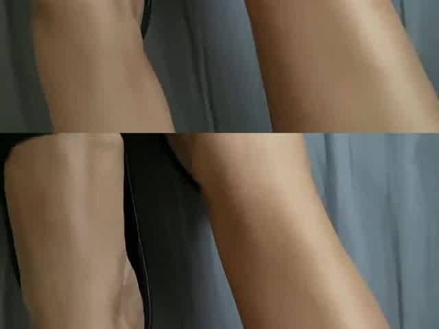 Footjob in a very high heels, one ruined climax, and I cum on her soles