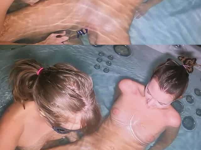 Masked Babe Dildos Pussy in Jacuzzi then Nude in Snow